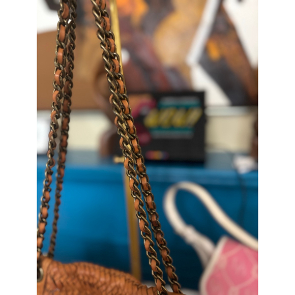 Banana Republic Brown Leather Woven Chain Shoulder Bag - Picture 4 of 8